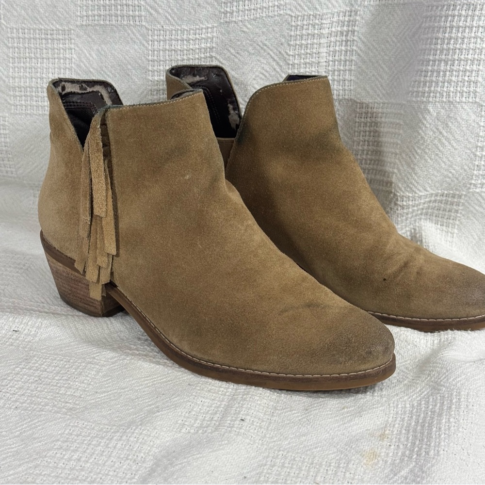 Cole Haan Abbot Fringe Bootie Crimini Leather Suede Brown Women Boots 8.5
